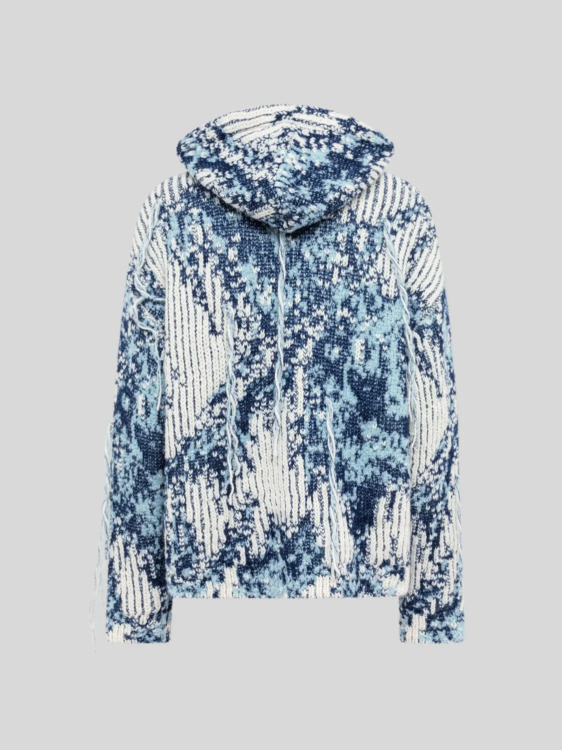 Laneus Hoodie Over in Jacquard hættetrøje blå uldblanding