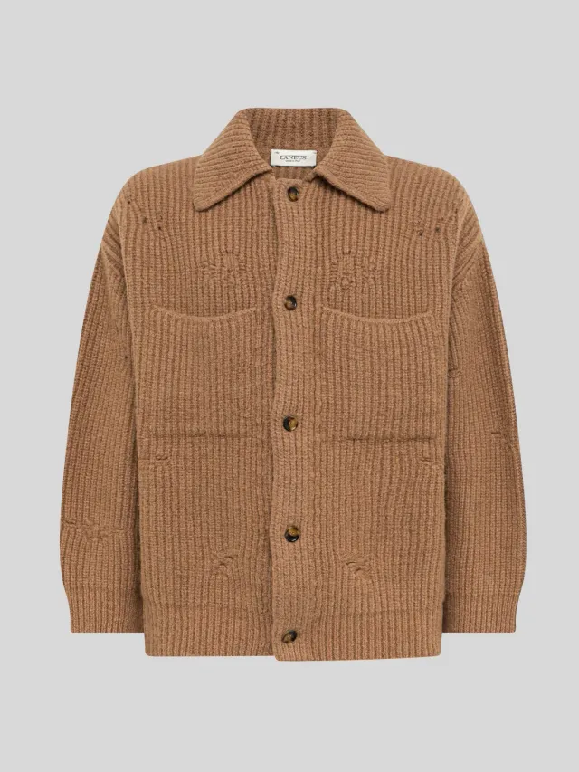 Laneus Destroyed Box-Pleated jakke camel uld