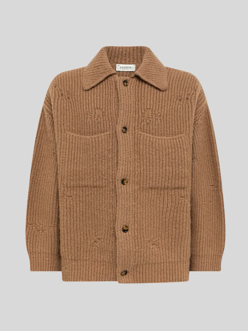 Laneus Destroyed Box-Pleated jakke camel uld