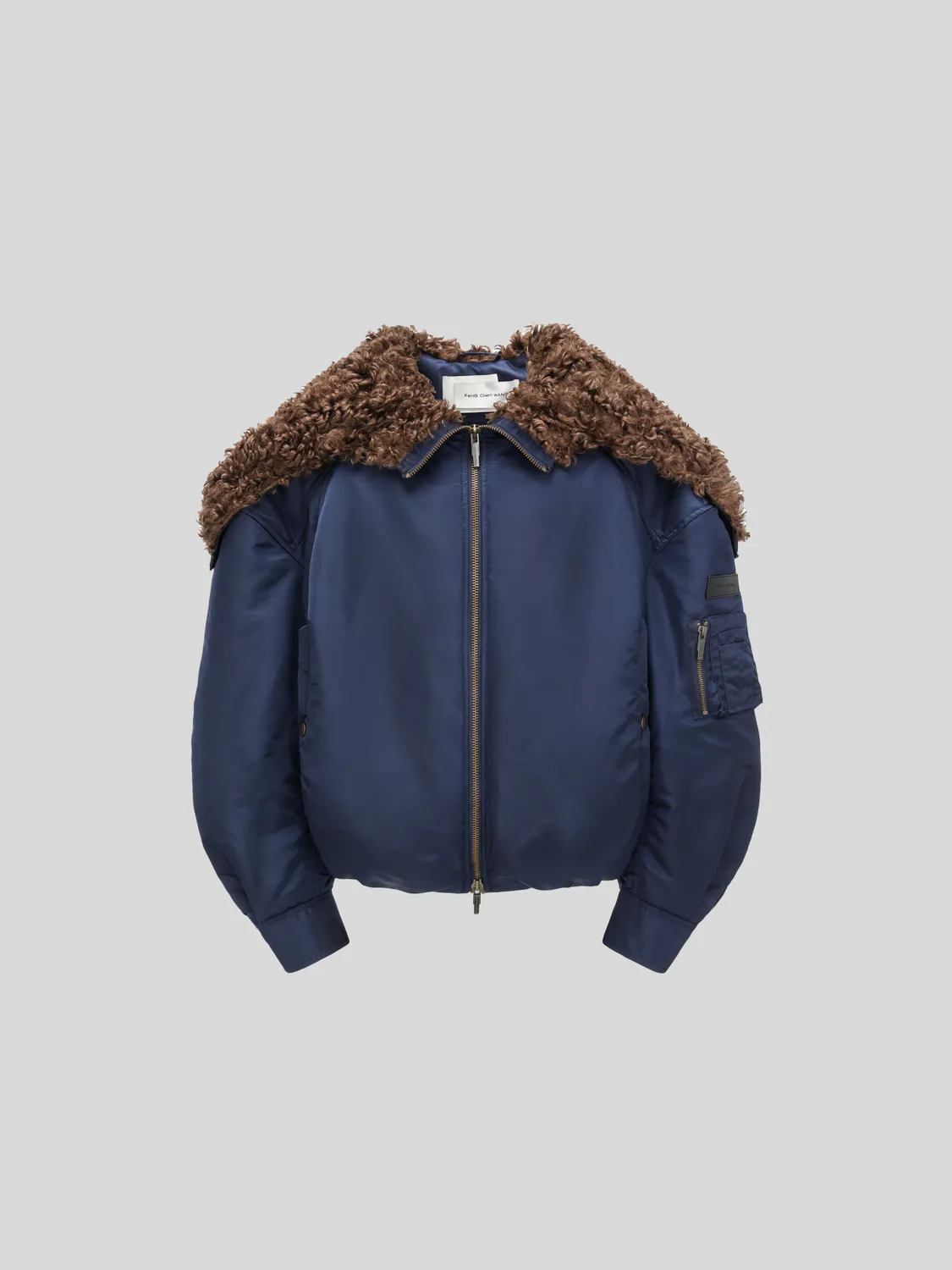 Feng Chen Wang Navy Nylon jakke pels krave foret