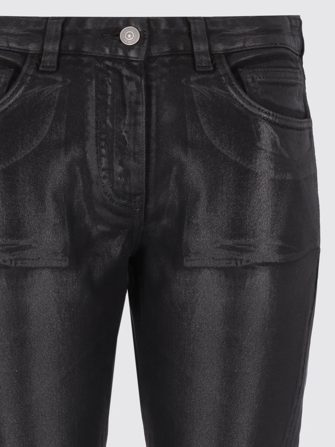 Laneus Coated jeans læderlook sort slim