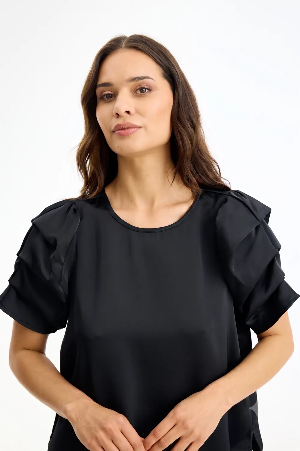 IN FRONT Alexandra bluse med print – store ærmer