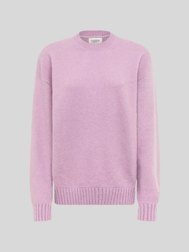 Laneus Cashmere and Silk Crewneck strik rosa dame