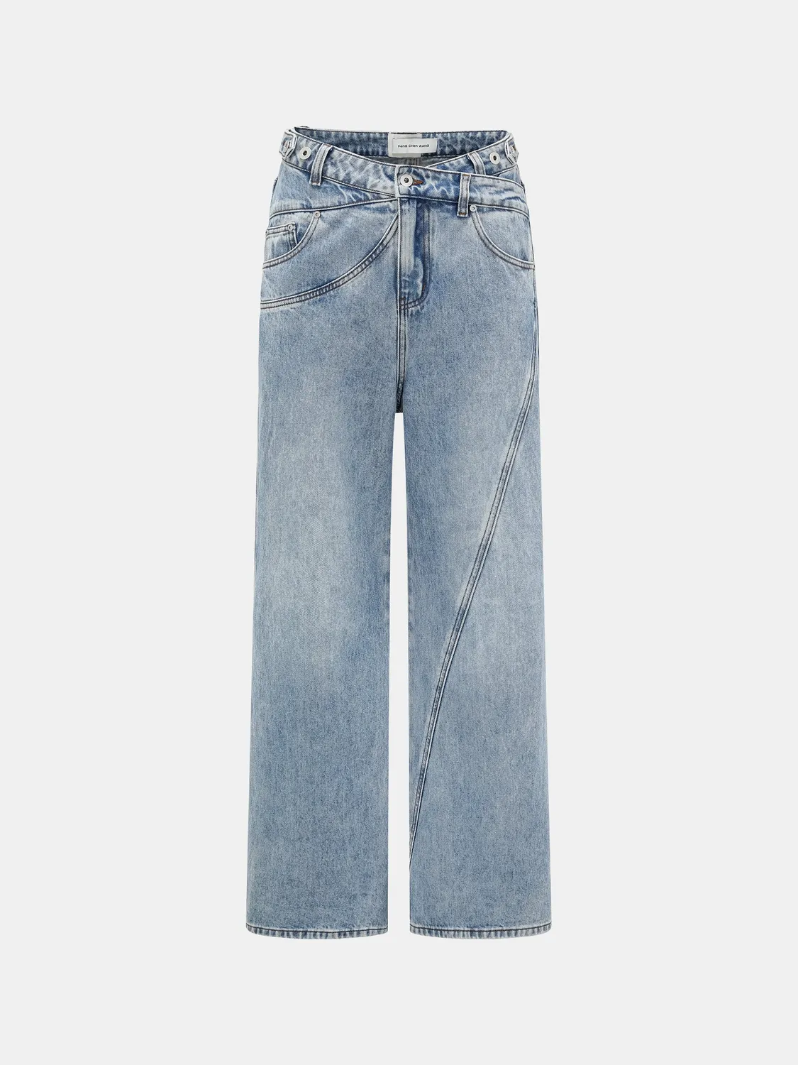 Feng Chen Wang Cross Waistband Jeans straight leg krydset