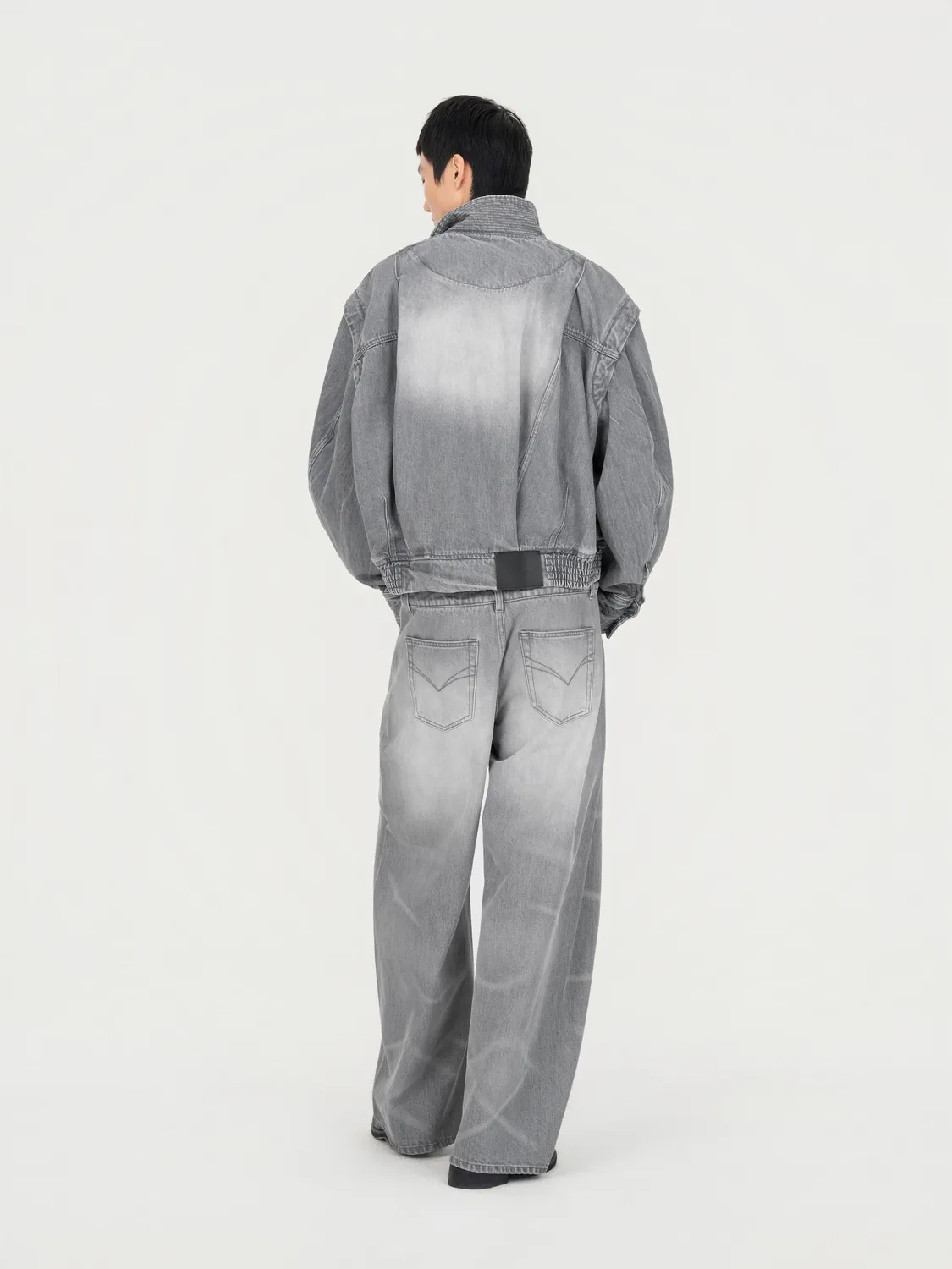 Feng Chen Wang Deconstructed denimjakke grå XS-XL oversize