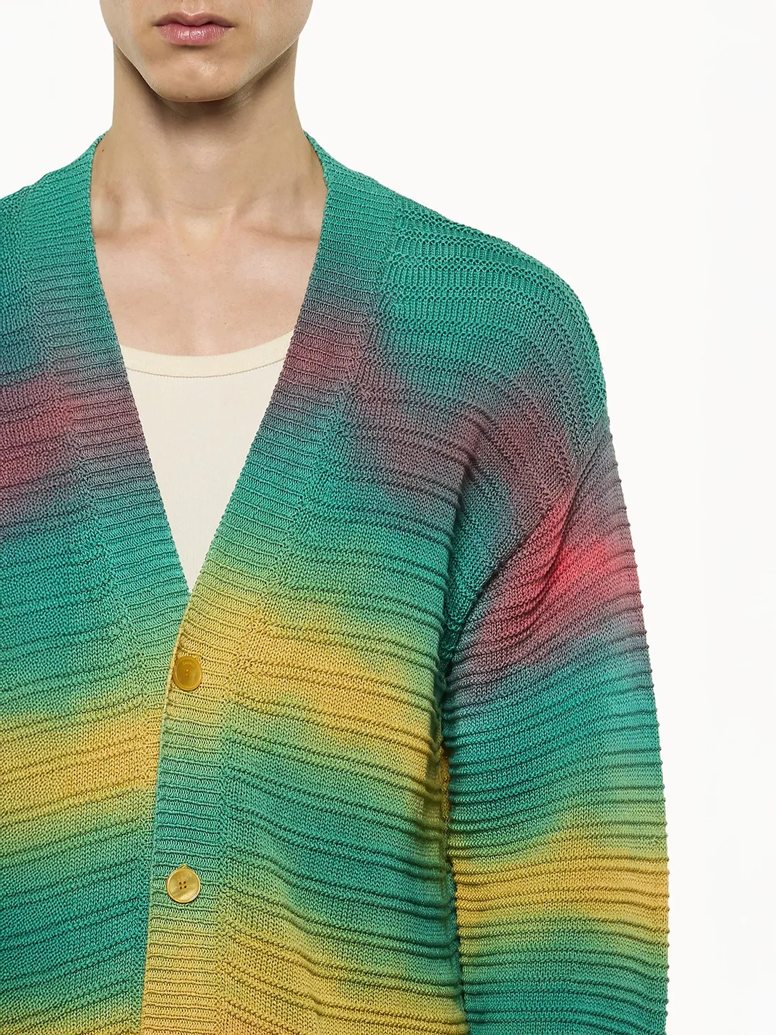 Laneus Oversized Knit Cardigan strikcardigan multicolour bomuld