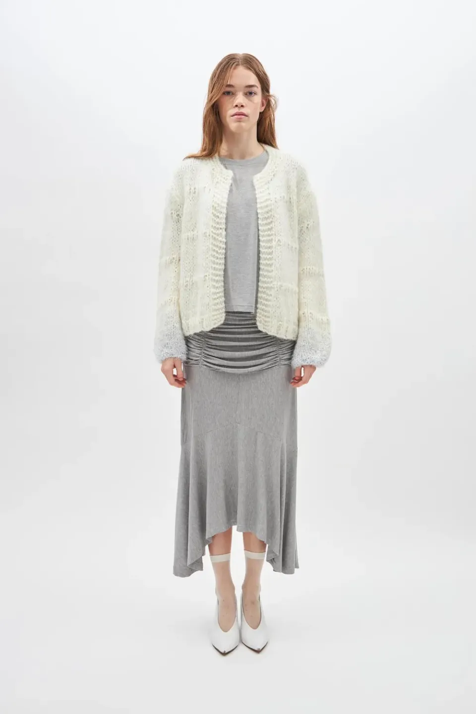 DAWNXDARE Gabi strikcardigan 020 silver chalk pailletter