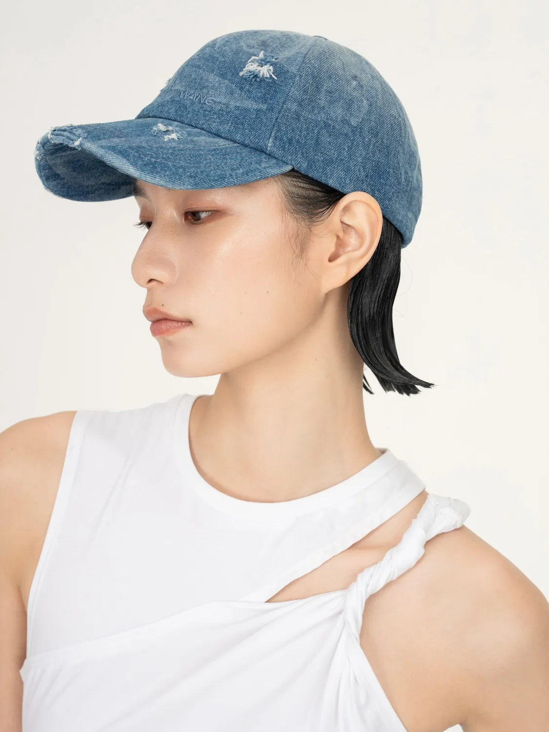Feng Chen Wang Washed Printed baseball kasket denim
