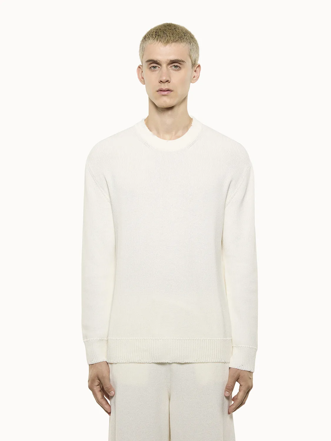 Laneus Crew Neck Sweater striktrøje isgrå bomuld