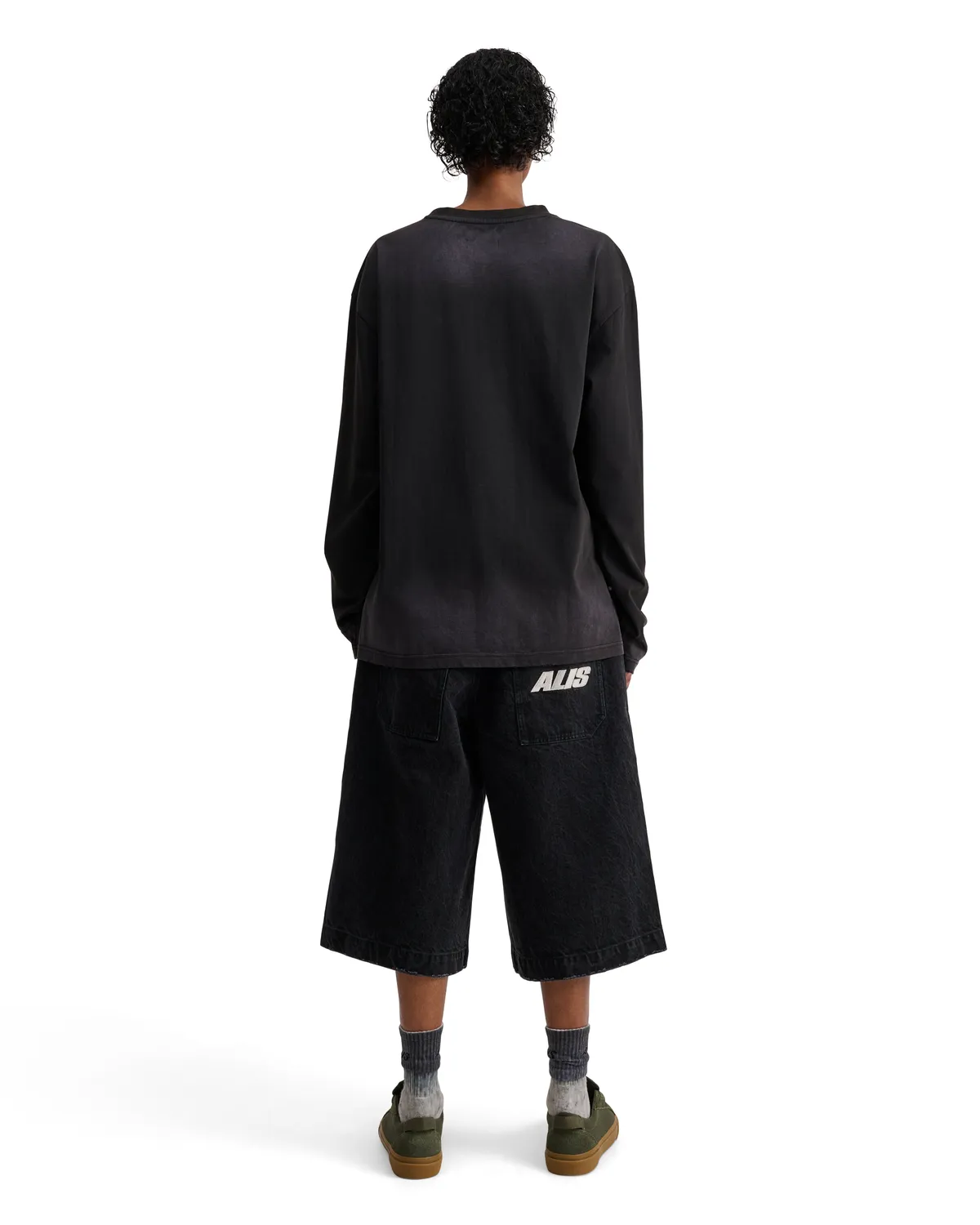 Alis Joshua langærmet T-shirt faded black bomuld