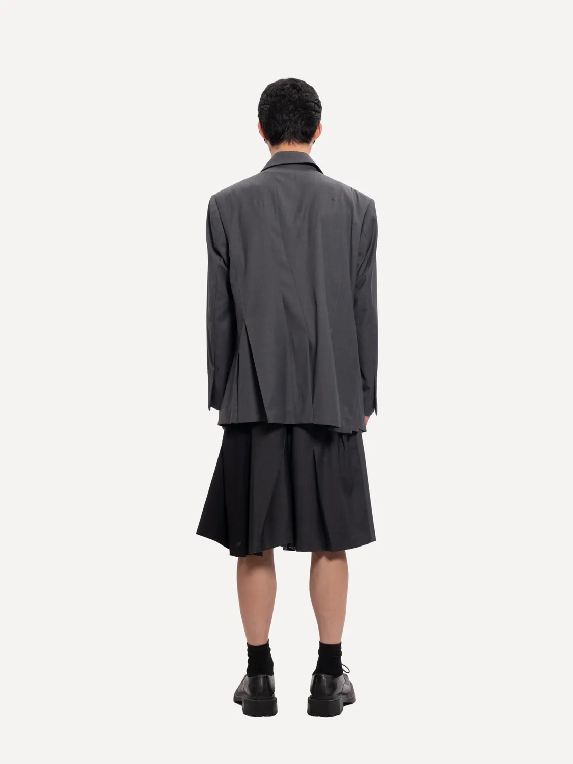 Feng Chen Wang Irregular Pleats blazer løs uld
