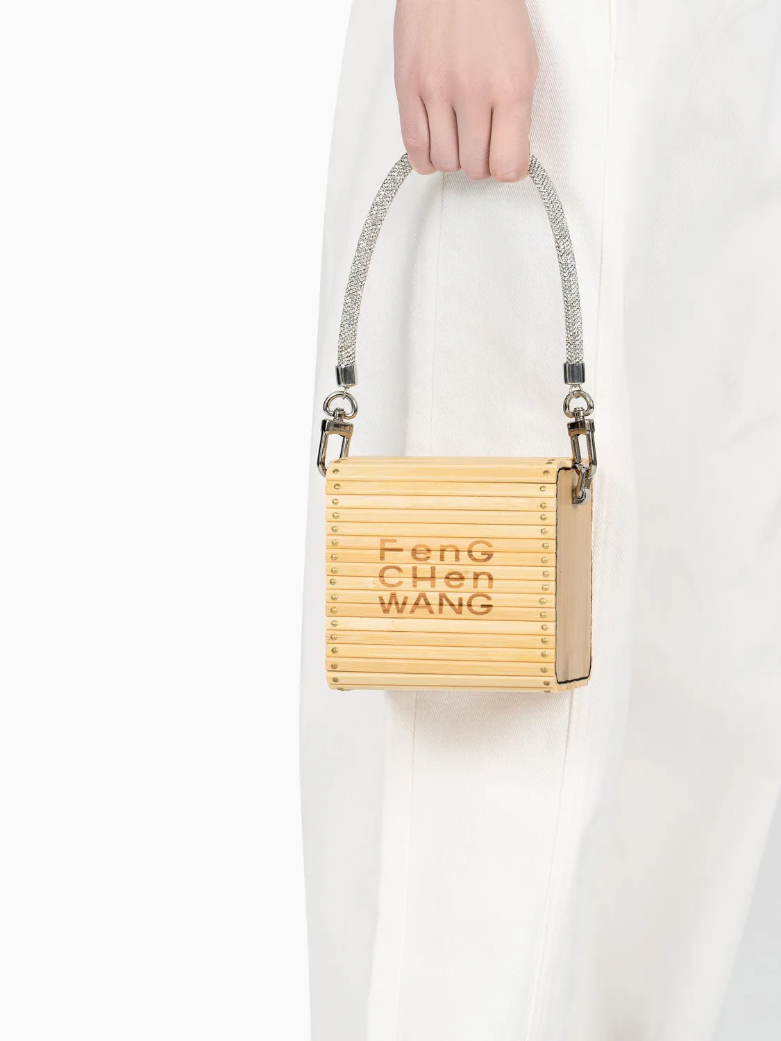 Feng Chen Wang Square Small Bamboo taske OS natur bambus
