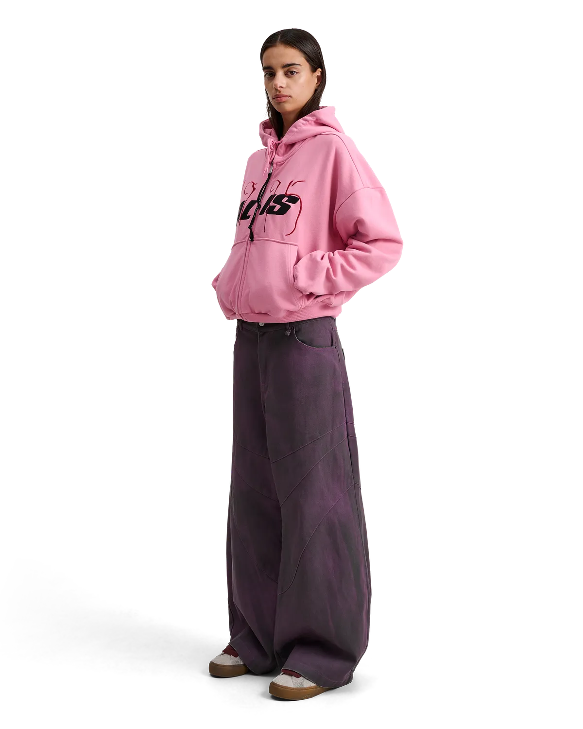 Alis Shen cropped hoodie lyserød lynlås