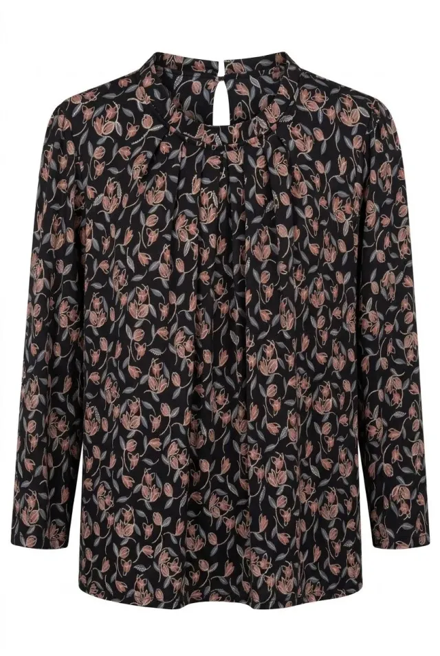 IN FRONT Grazia bluse med krave i jersey