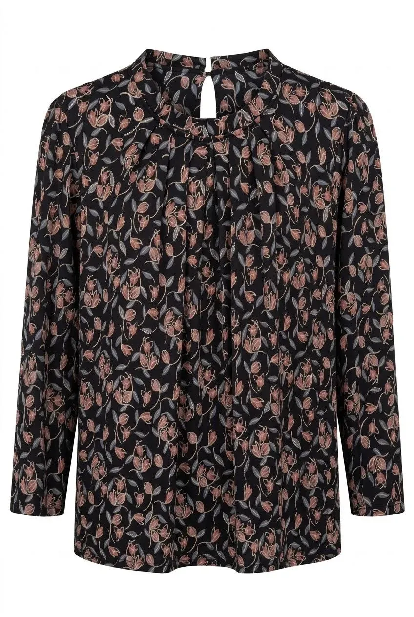 IN FRONT Grazia bluse med krave i jersey