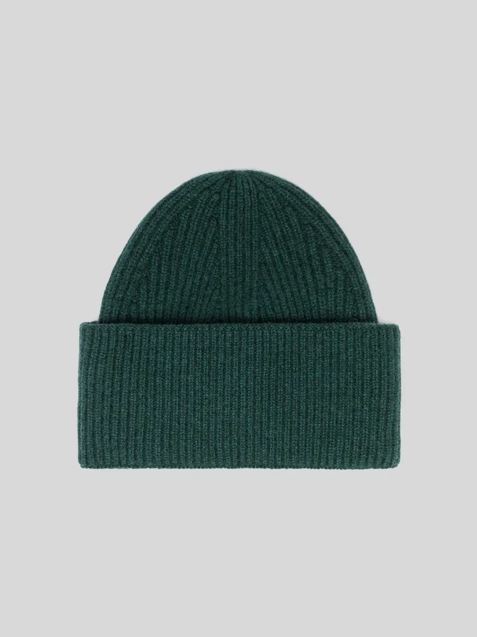 Laneus Cashmere ribstrikket hue grøn ren uld