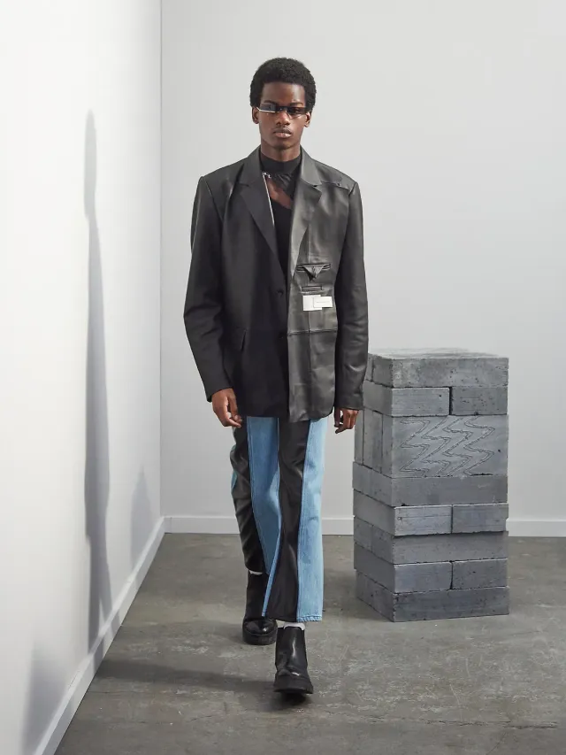 Feng Chen Wang Leather Blazer læderblazer sort