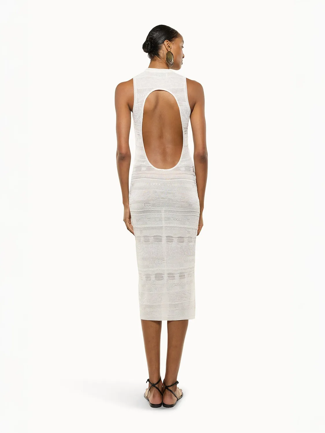 Laneus Lightweight Jacquard kjole cream viskose