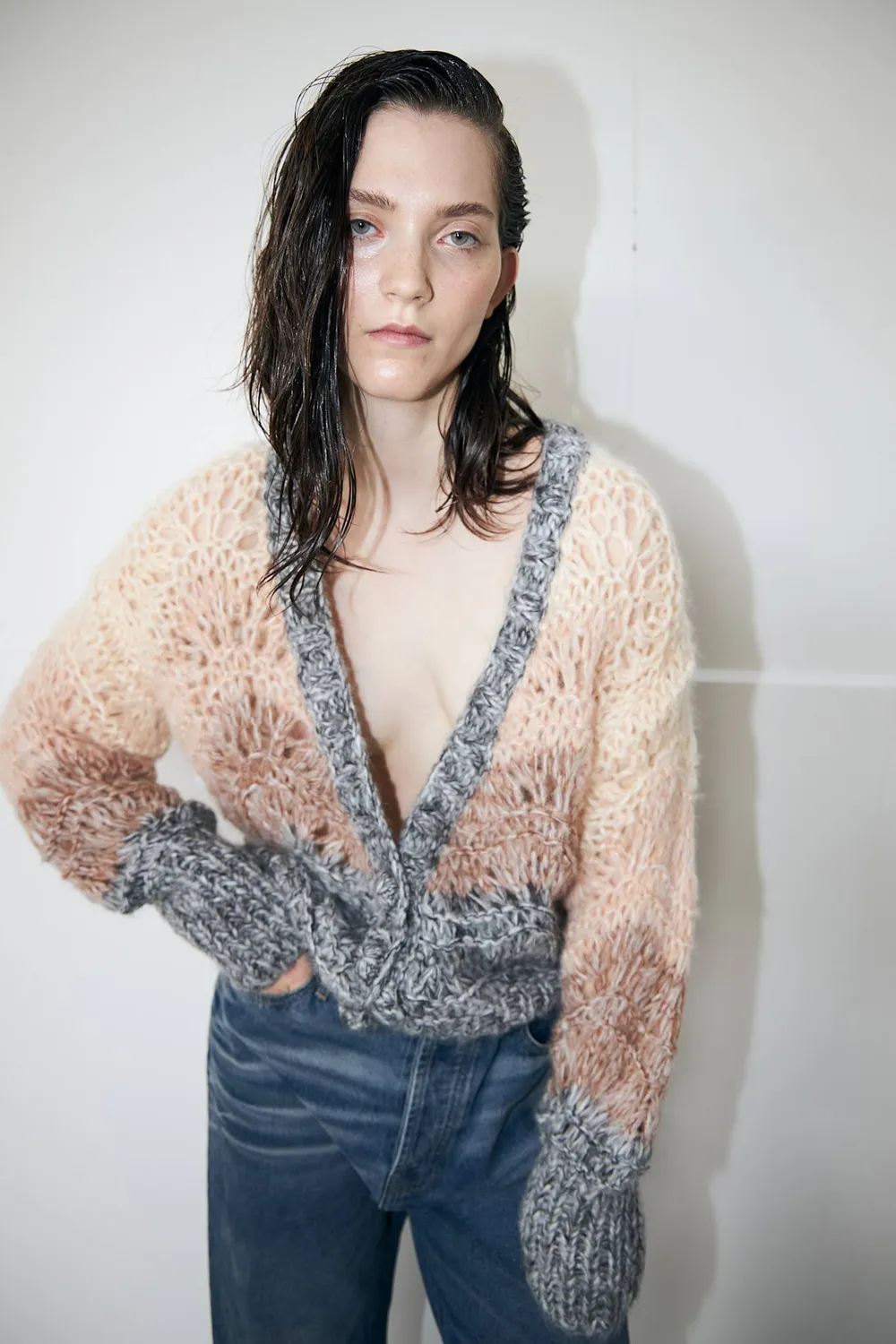 DAWNXDARE ESMERALDA cardigan 910 Natural hulmønster