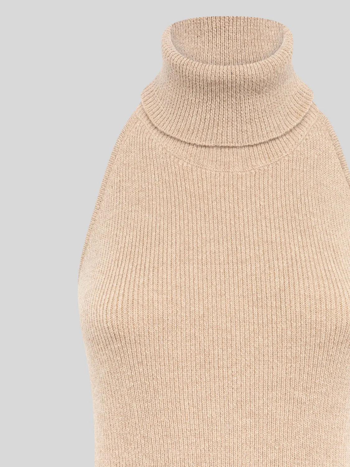 Laneus minikjole halterneck beige uld