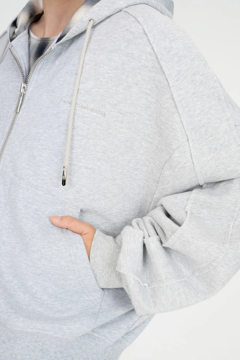 Feng Chen Wang 2-in-1 Zip Hoodie hættetrøje grå ternet