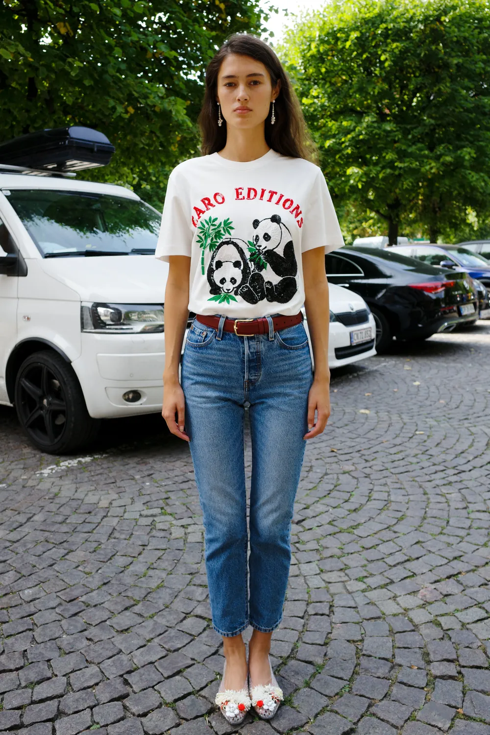 Caro Editions Freddy T-shirt hvid panda broderi