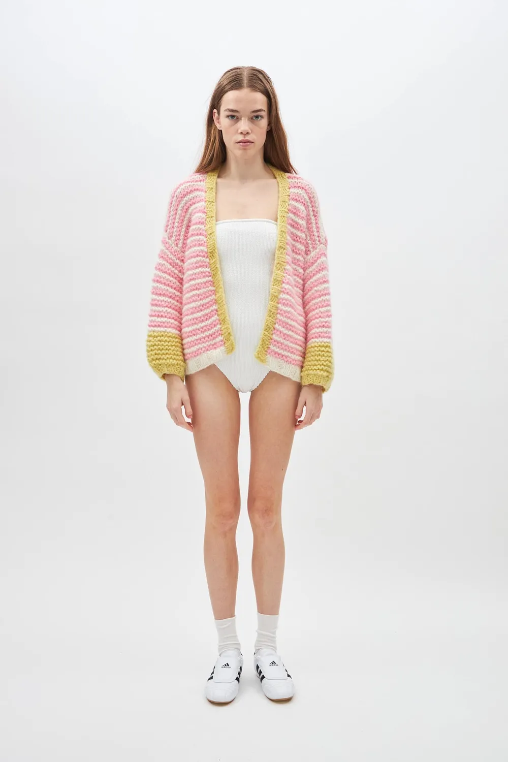 DAWNXDARE Luisa Stripe strikcardigan 919 pink stribet