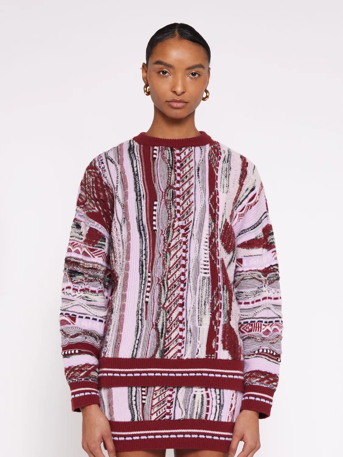 Laneus jacquard sweater fico boxy uldblanding