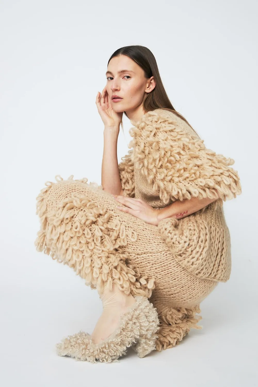 DAWNXDARE ELSIE CREW strik pullover 192 PEAT løkke