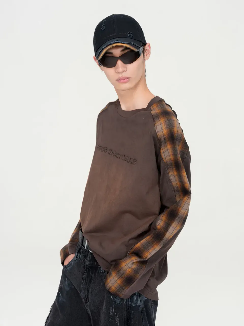 Feng Chen Wang Navy Plaid-Panel baseball kasket navy OS ternet