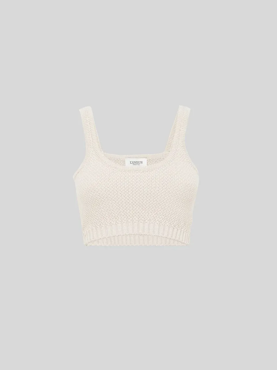 Laneus Knitted Top croptop creme ren bomuld