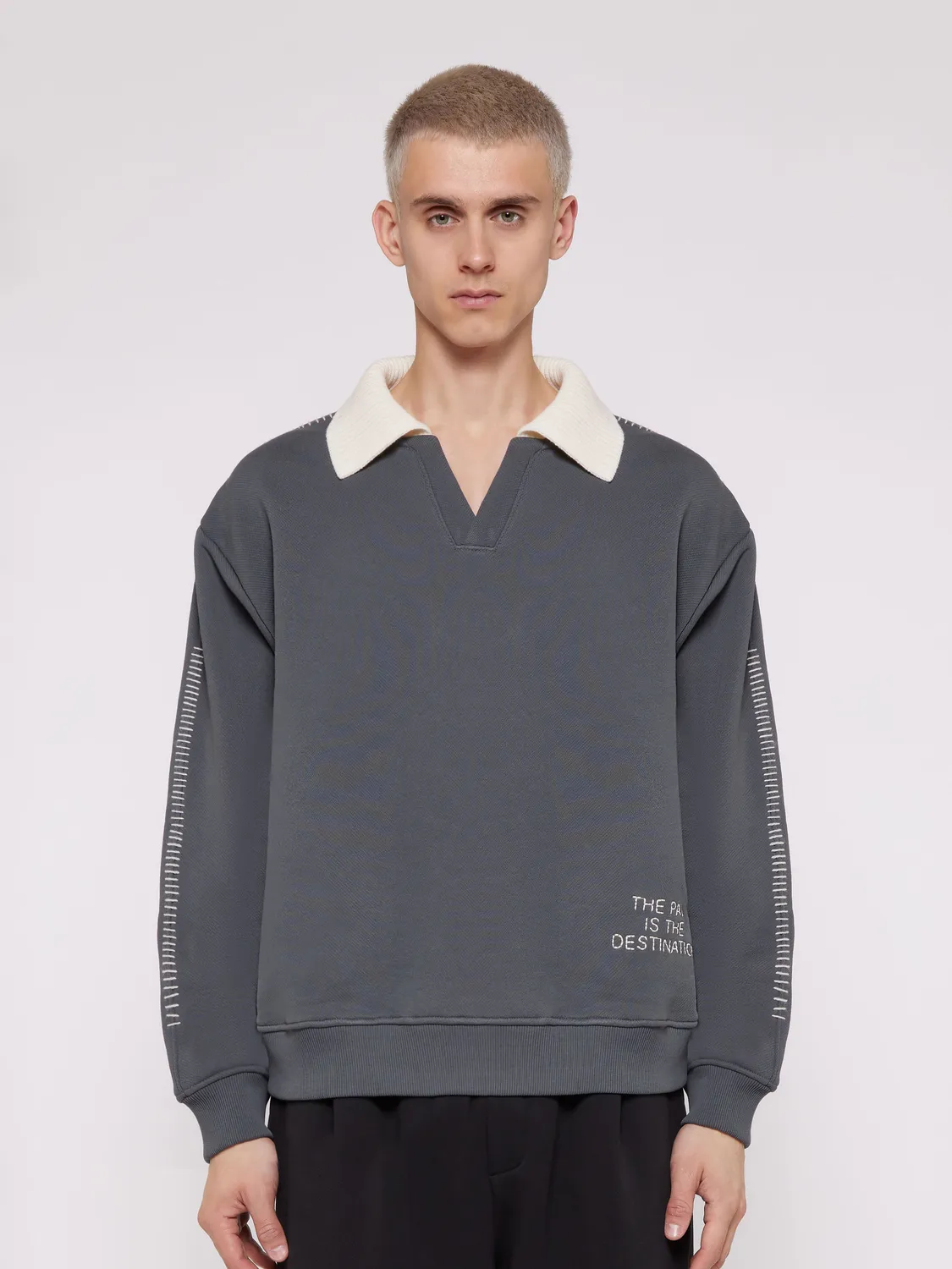 Laneus Boxy Fit polo sweatshirt grå bomuld