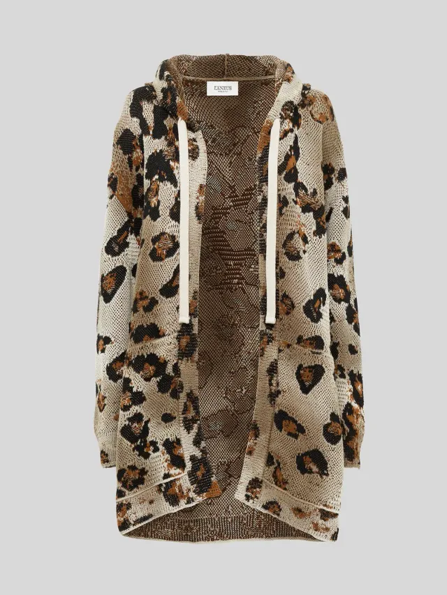 Laneus Animal Print Cardigan multicolour oversize
