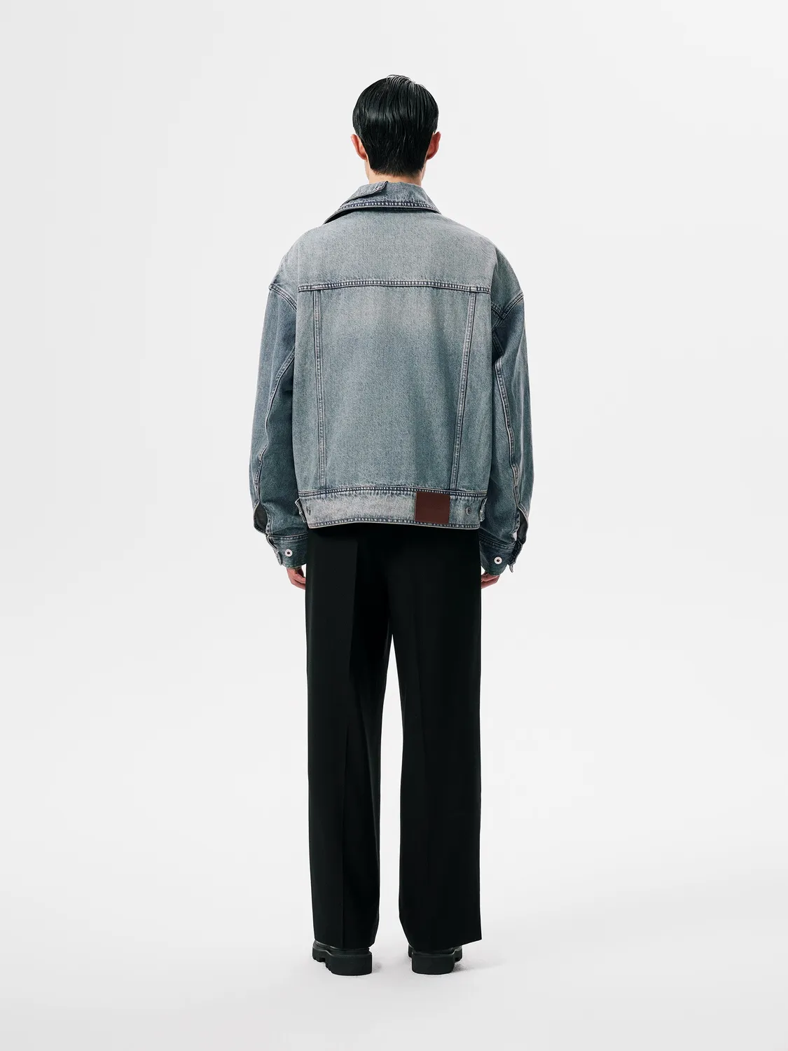 Feng Chen Wang Deconstructed Denim Jacket cowboyjakke blå