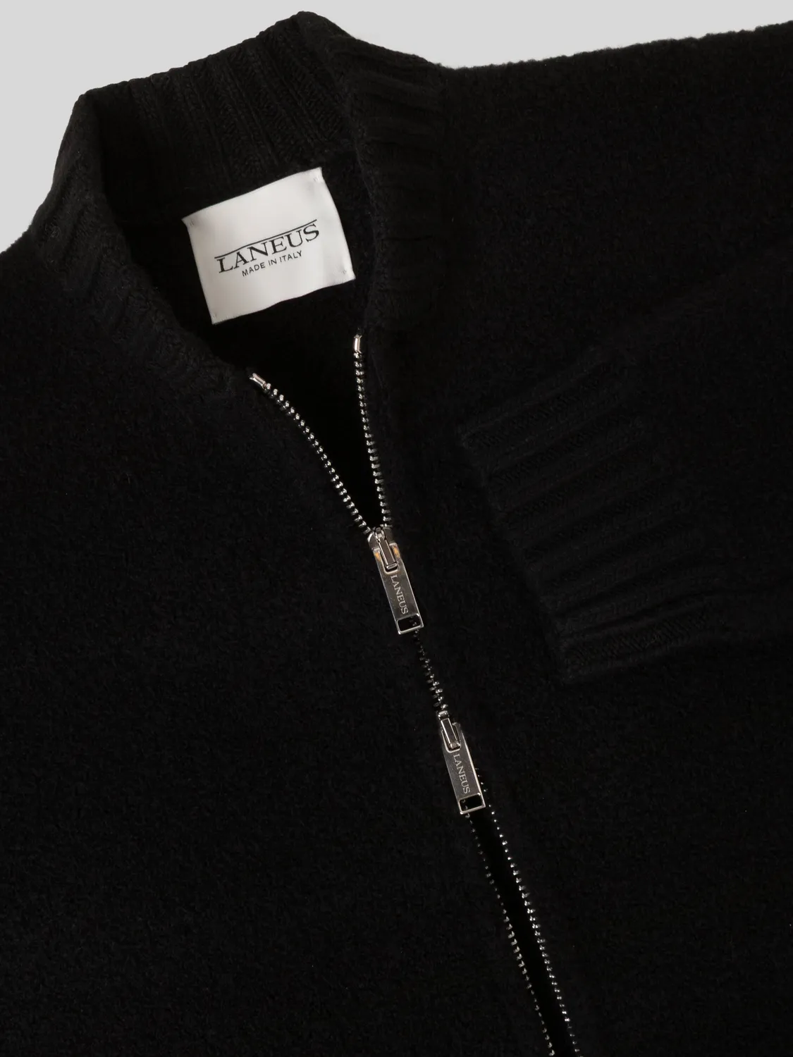 Laneus Bomber Over Knitwear bomberjakke sort uld