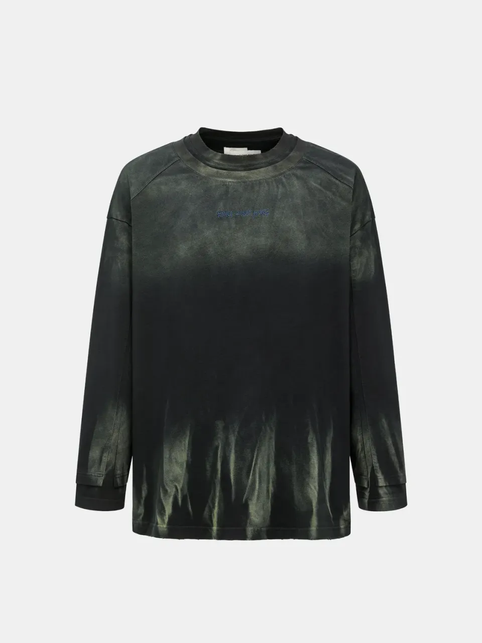 Feng Chen Wang Gradient Tie-Dye Deconstructed langærmet t-shirt blå-sort
