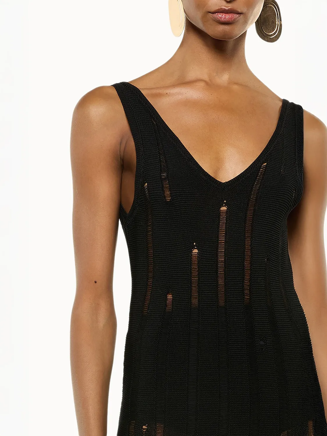 Laneus Destroyed Long Dress maxikjole sort bomuld