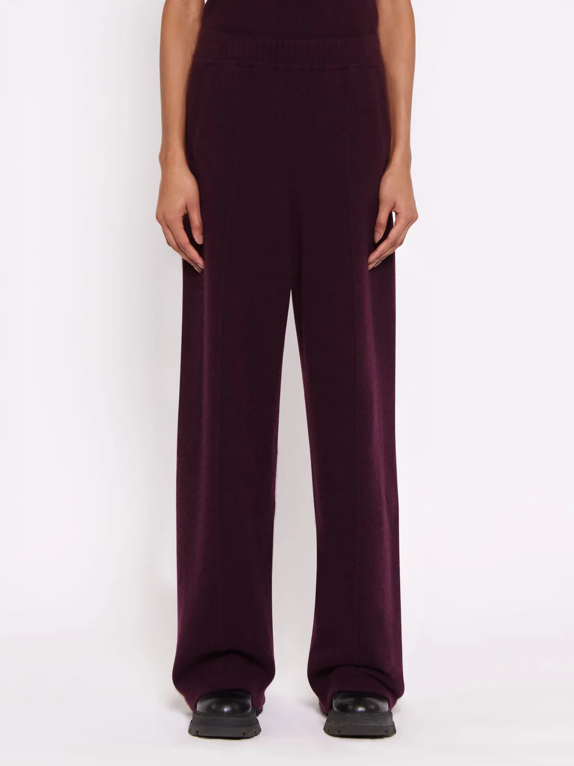 Laneus bukser nøddebrun cashmere silke dame