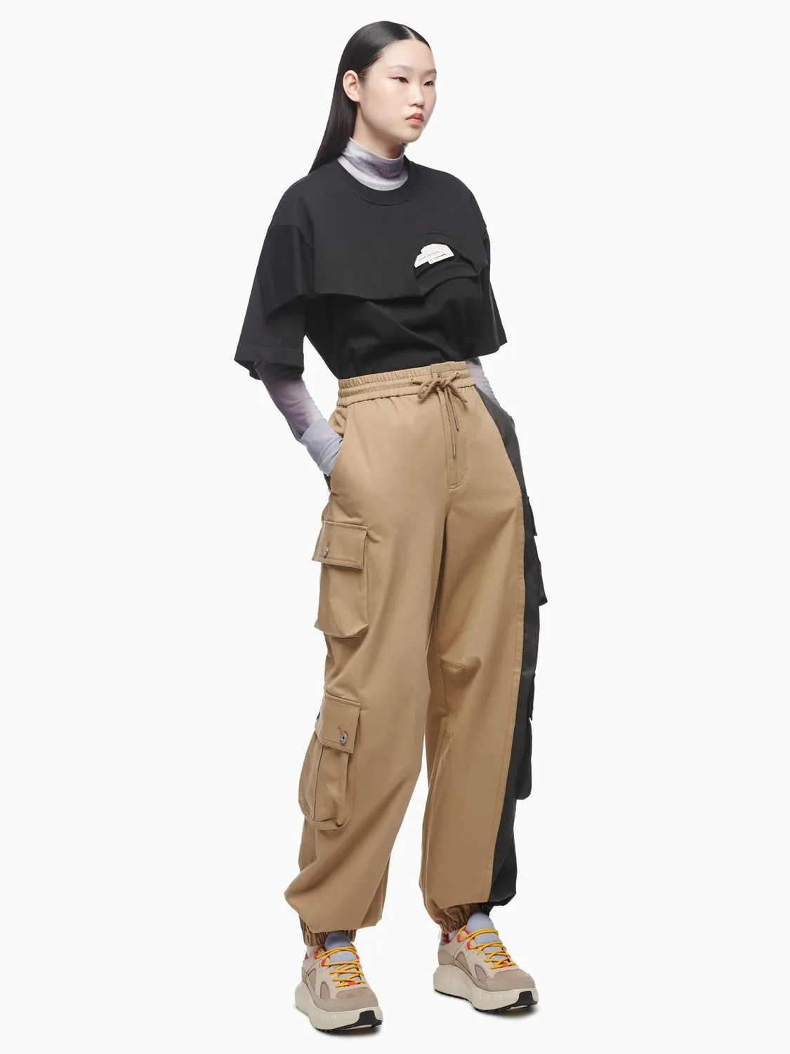 Feng Chen Wang Double Crew Neck T-shirt sort bomuld