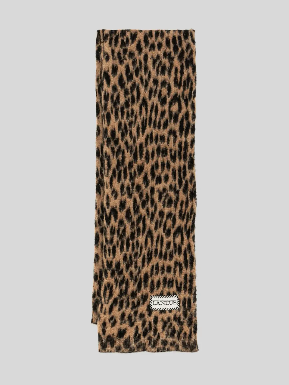 Laneus Brushed Leopard Print tørklæde natural uldmix