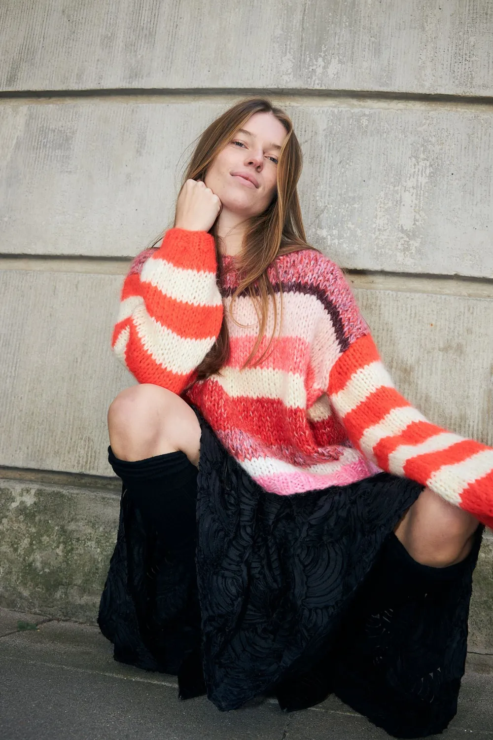 DAWNXDARE Naomi nederdel midi sort broderi
