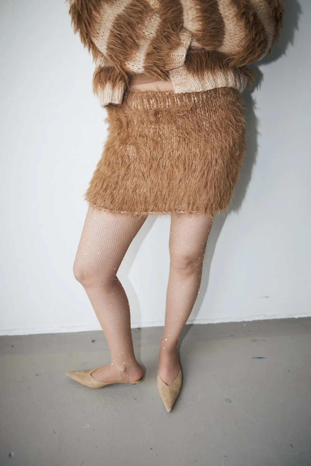 DAWNXDARE BABETTE cardigan 192 peat pelsstribet