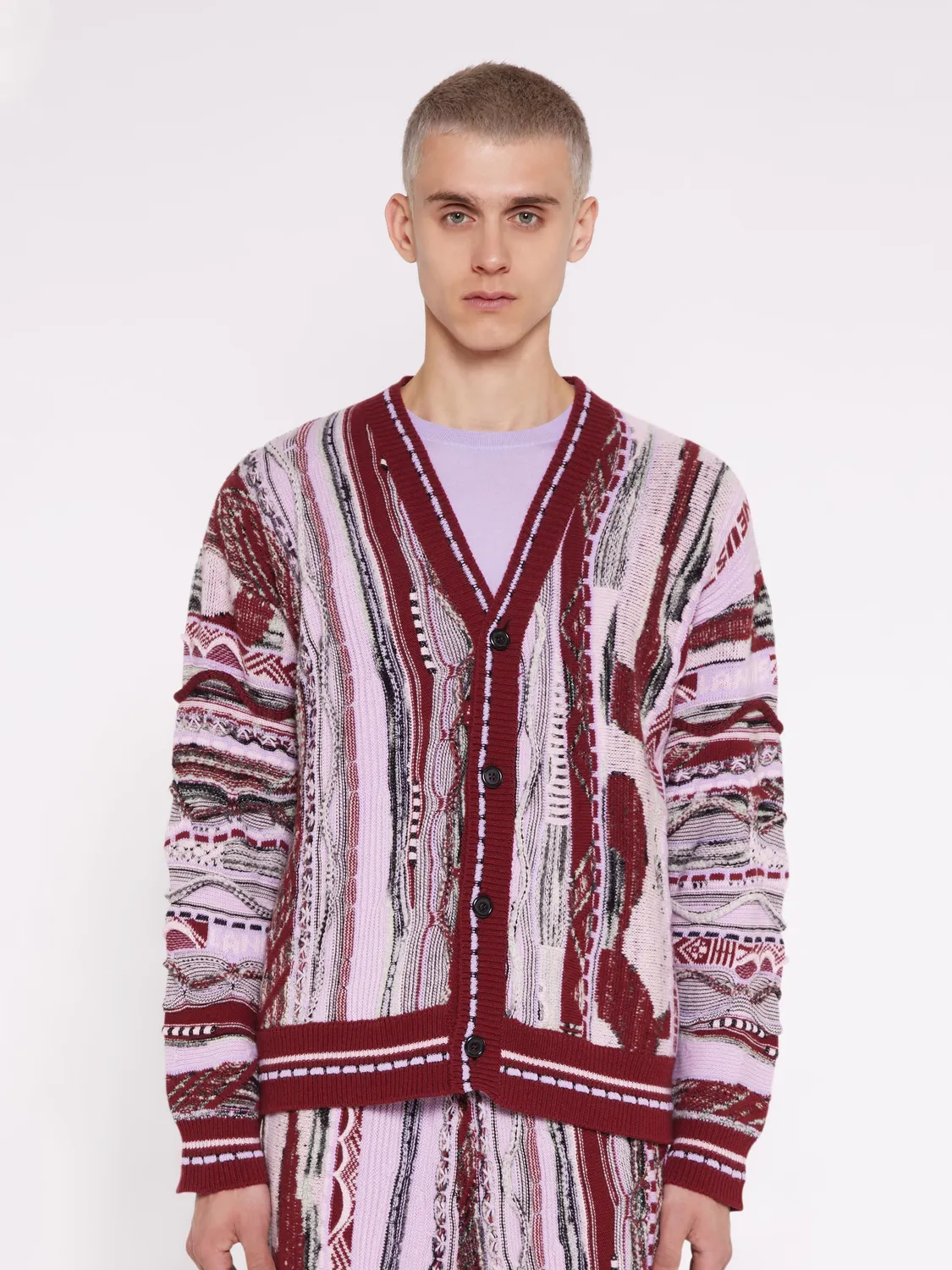 Laneus Boxy Jacquard Cardigan cardigan fico merino