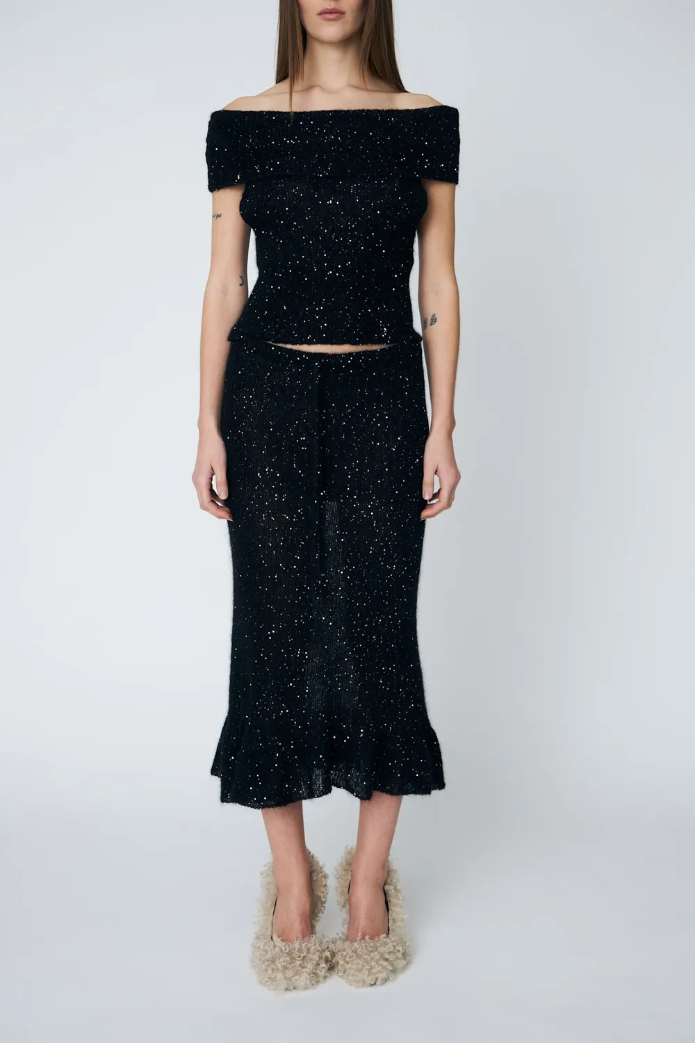 DAWNXDARE MAGGIE 199 Black strik nederdel mohair