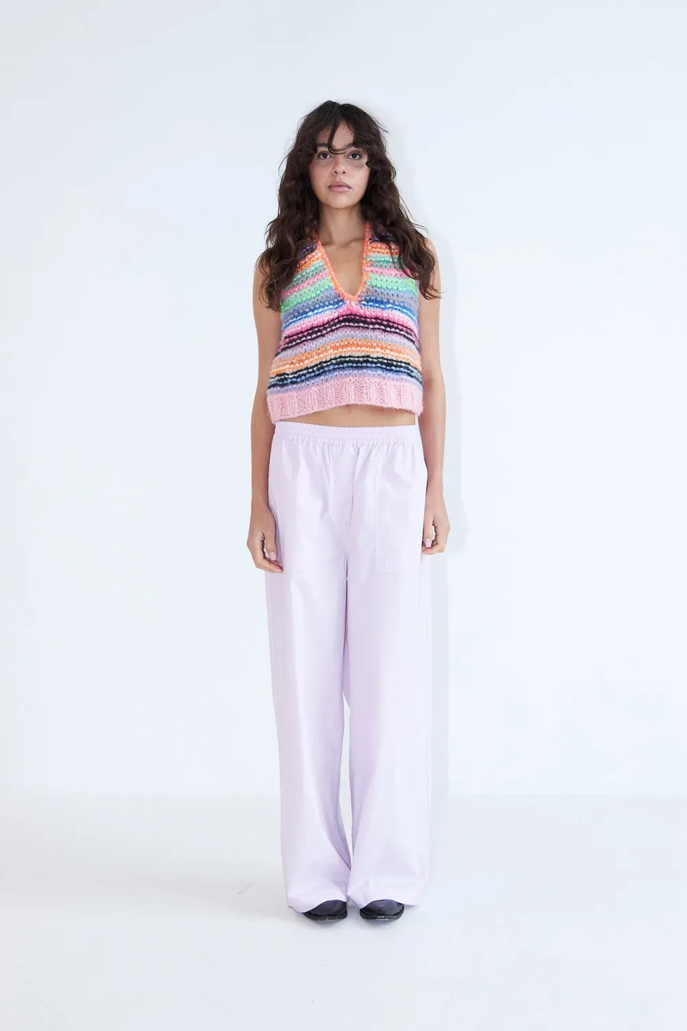 DAWN x DARE GINNY STRIPE strikvest 920 pink multi mohair