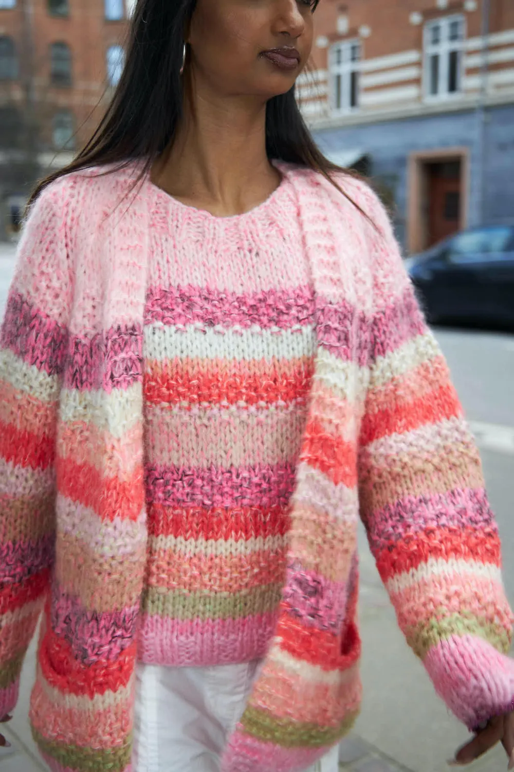 DAWNXDARE Estelle Multi 919 Pink Sun strikbluse mohair