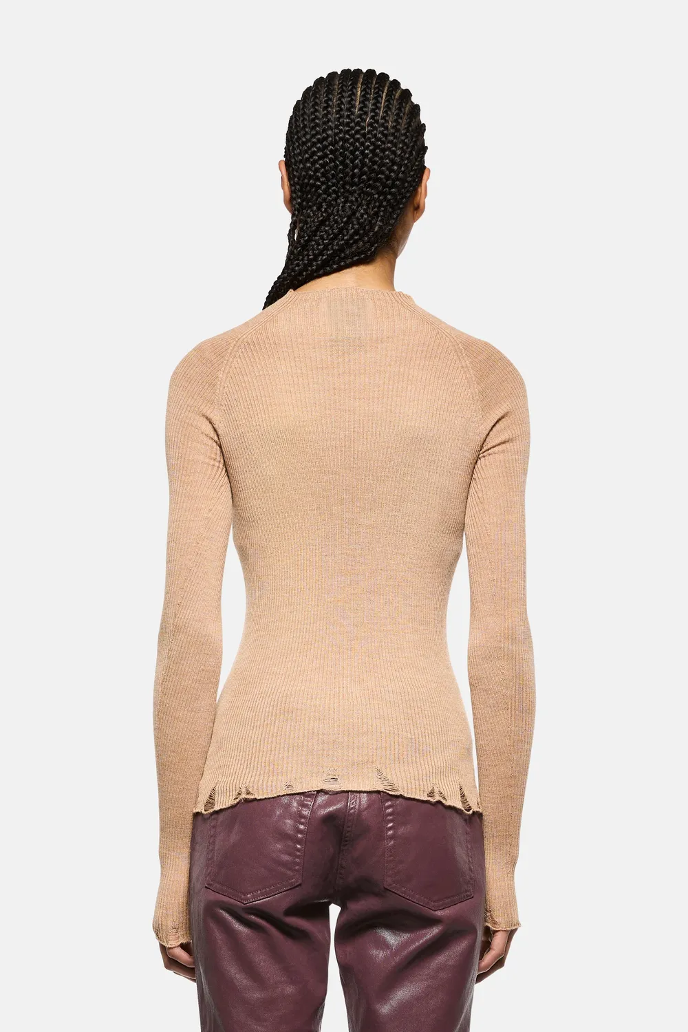 Laneus Fine Ribbed Wool Jumper sweater camel uld