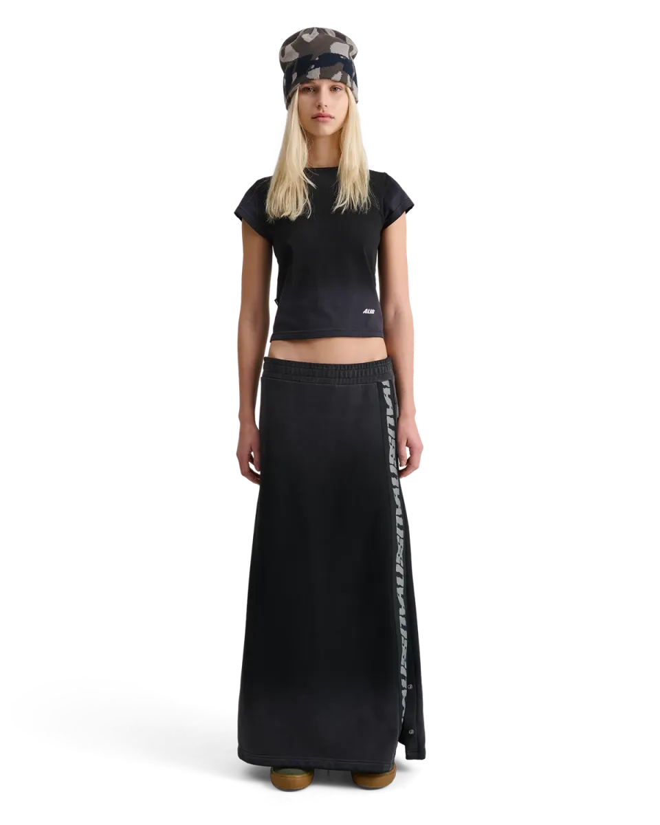 Alis Nirah long jersey nederdel faded black bomuld