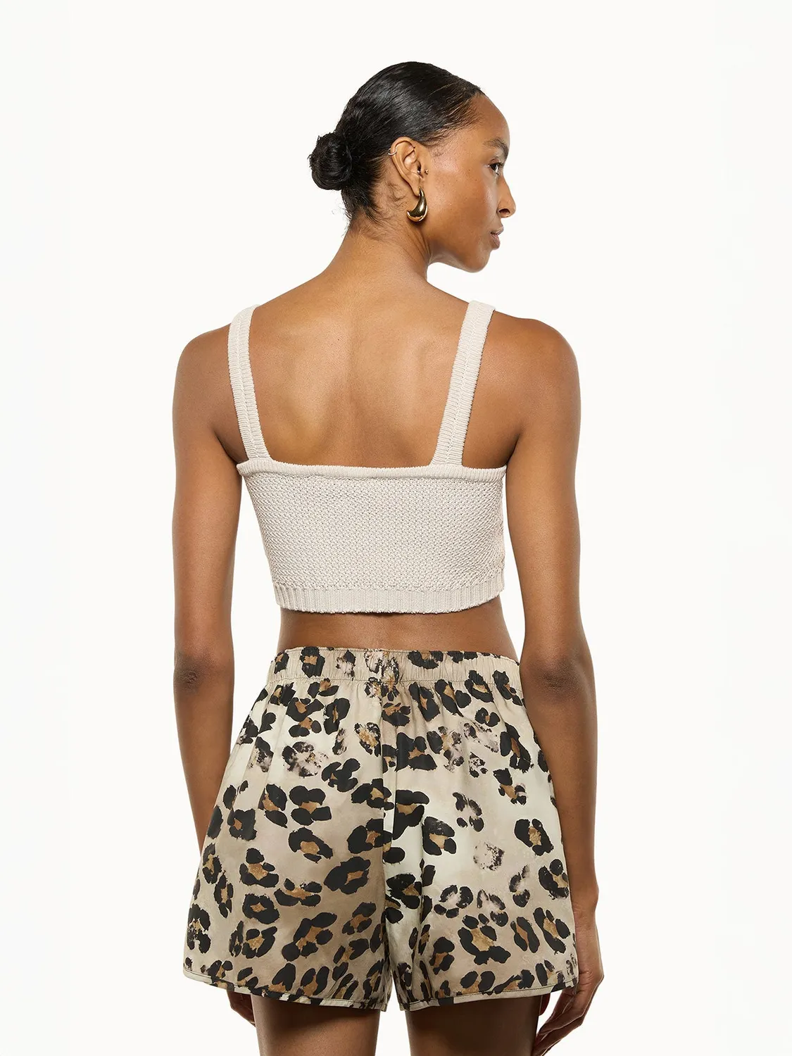 Laneus Knitted Top croptop creme ren bomuld