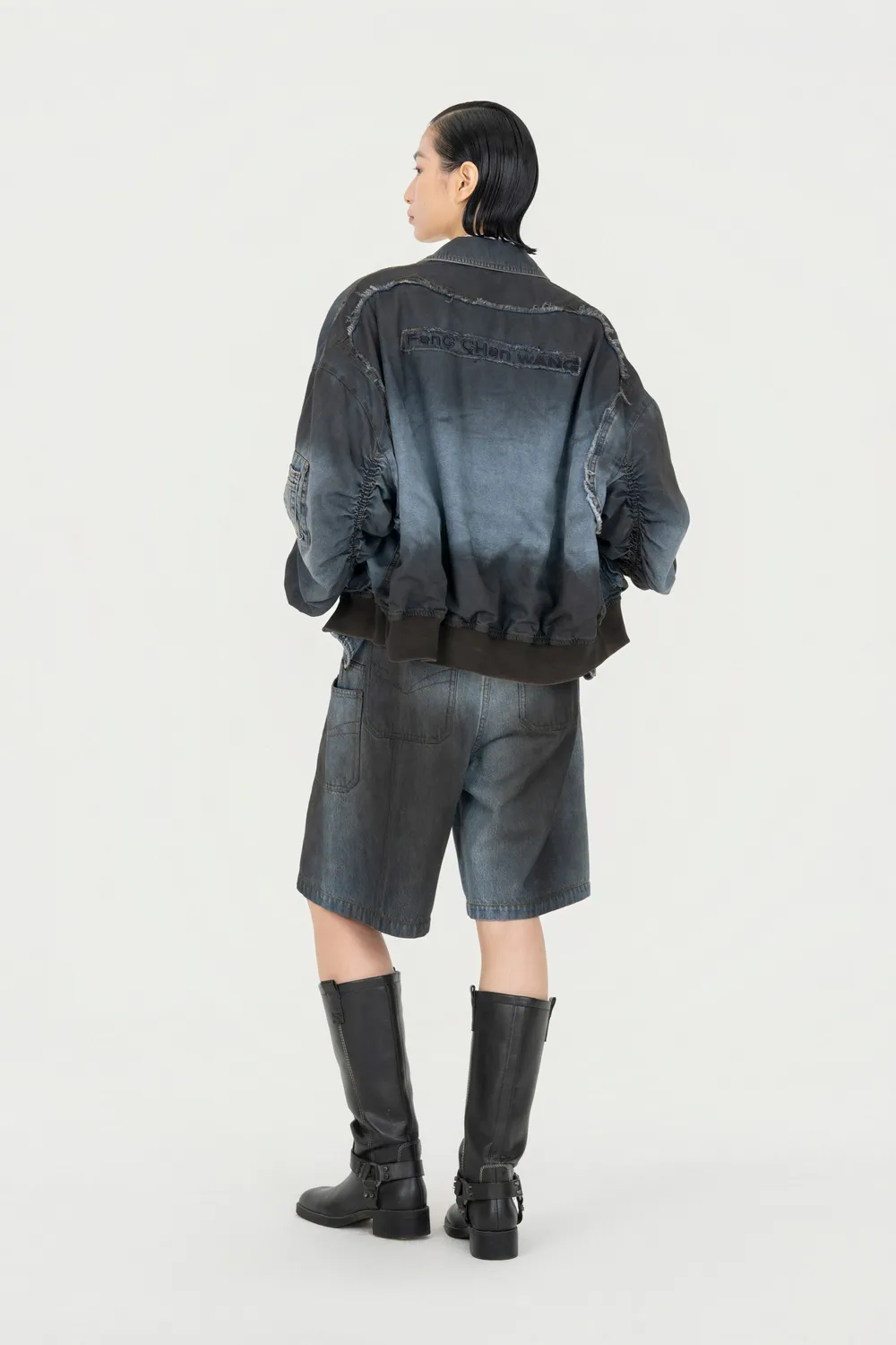Feng Chen Wang Indigo Gradient denimjakke blå-sort